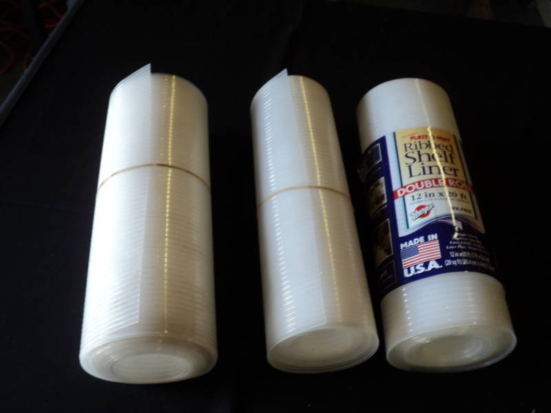 lot 9960 image: (3) rolls Plast-O-Mat Ribbedd shelf Liner, Double rolls, approx 12 x 20