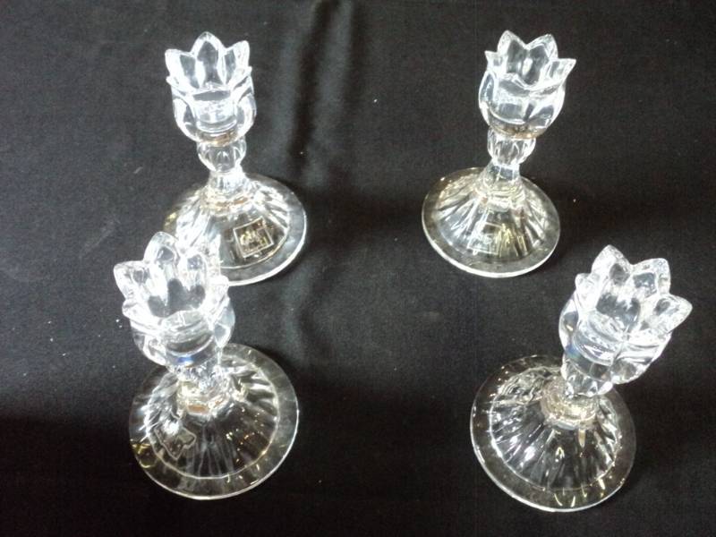 lot 9989 image: (4) ct lot Mikasa Candle holders, Spring ritual, glass