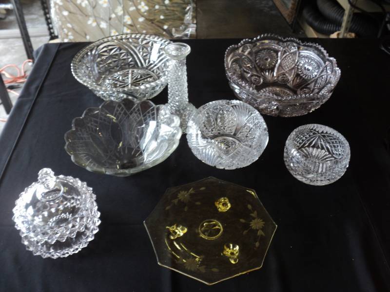 lot 10002 image: (8) ct lot Glass Bowls and dishes assortment of sizes and styles