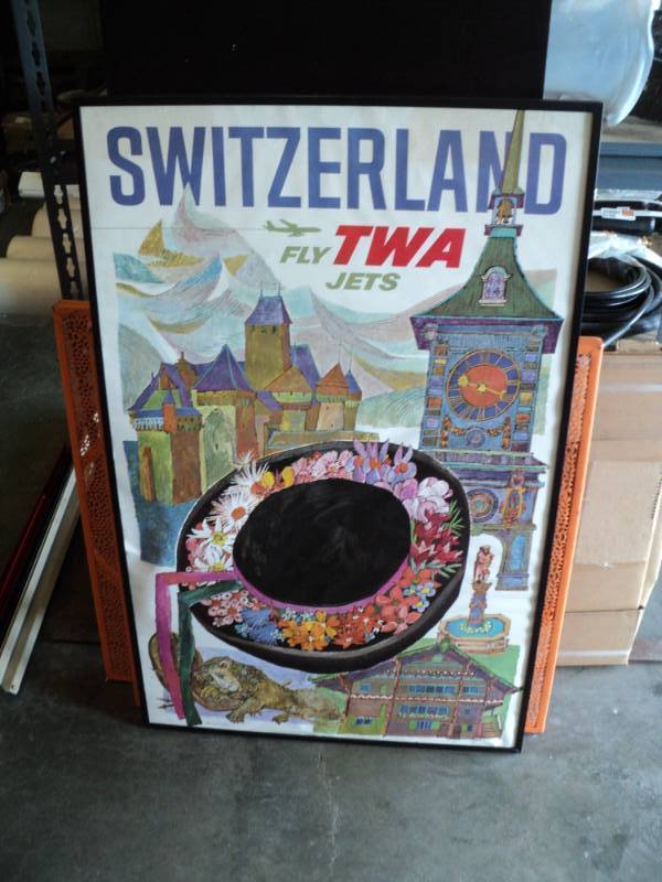 lot 10034 image: Switzerland TWA Poster, 25 x 40, framed, no glass