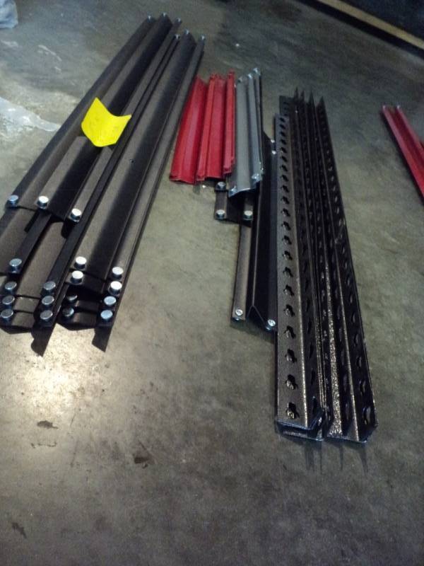 lot 10038 image: Hardware for 5-tier shelf, MIXED COLOR, 36 x 18 x 60 tall, includes (10) 36 braces, (10) 18 braces, (8) 36 corners