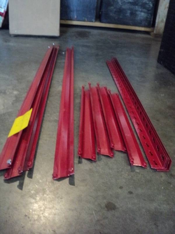 lot 10039 image: Hardware for 2- tier shelf, RED, 48 x 18 x 36, includes (4) 48 braces, (4) 18 braces, (4) 36 corners