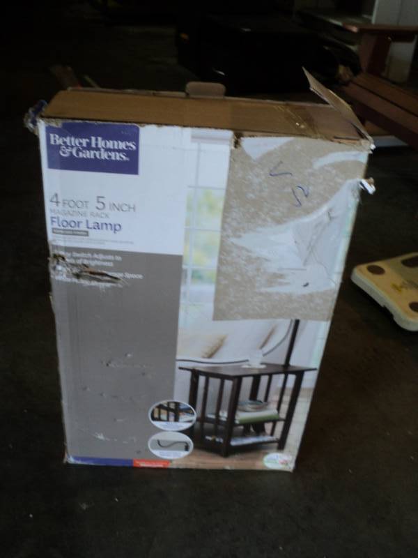 lot 10064 image: Better Homes & Gardens 4 5 Magazine Rack Floor Lamp Espresso Finish, Open Box