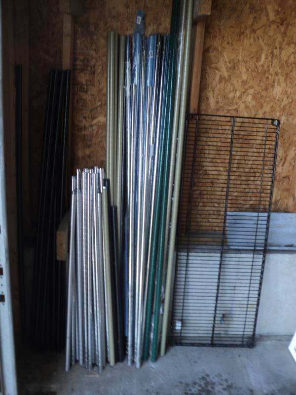 lot 10102 image: Large lot of Metro Shelf Poles, assortment of sizes, styles, colors--over (60) pieces