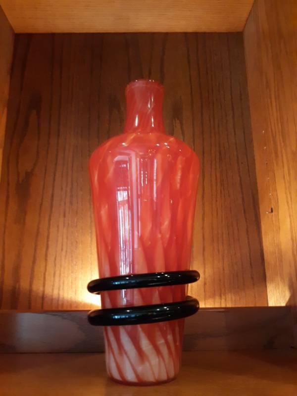 lot 6706 image: Hand Blown Red and Black Vase