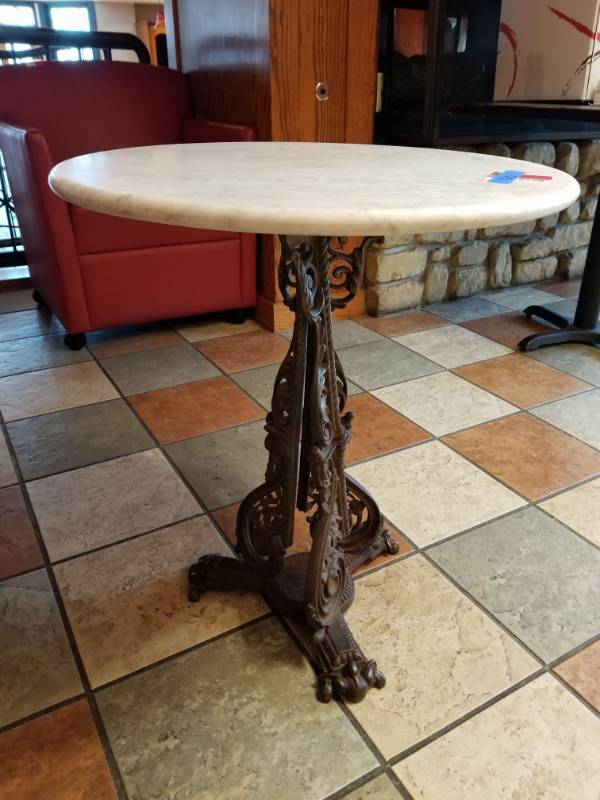 lot 6729 image: Iron Table With Stone Top