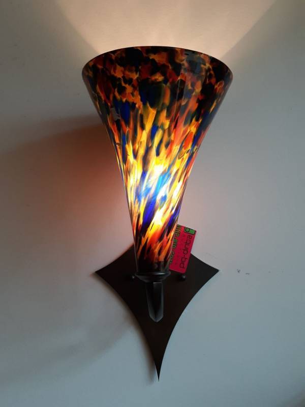 lot 6764 image: Multi-Colored Hand Blown Glass Sconce Wall Fixture