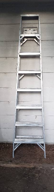 lot 1425 image: Aluminum 8 ft. Step Ladder