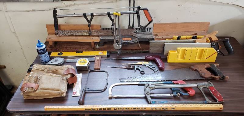 lot 1490 image: Lot of Hand Saws and Other Wood Working Tools