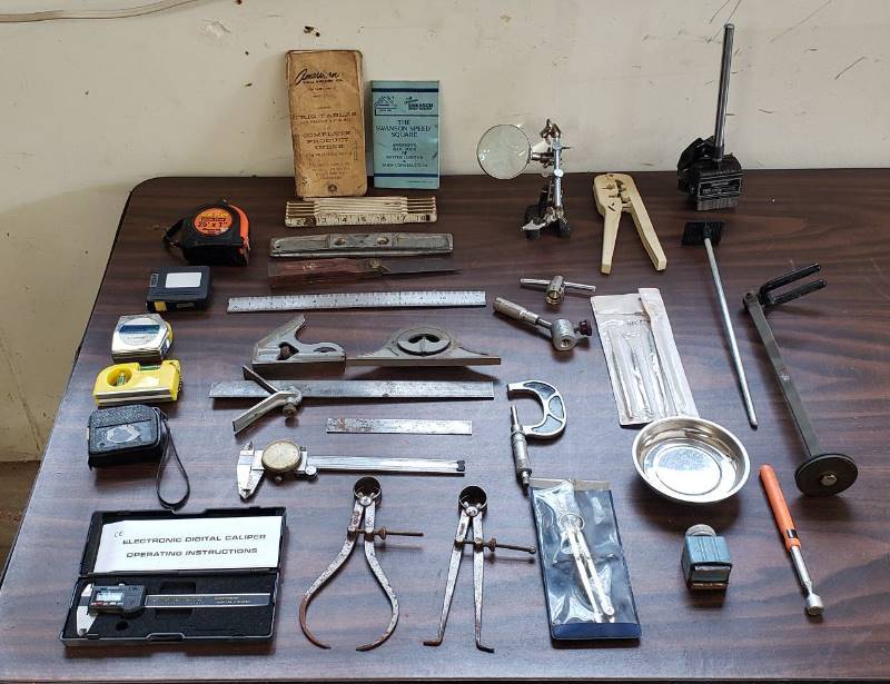 lot 1491 image: Lot of Measuring Devices and Other Small Working Tools