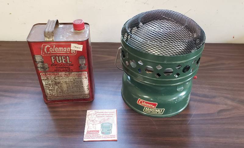 lot 1500 image: Vintage Coleman 3000-5000 Btu Adjustable Catalytic Heater with Coleman Fuel (Over 12 Full)