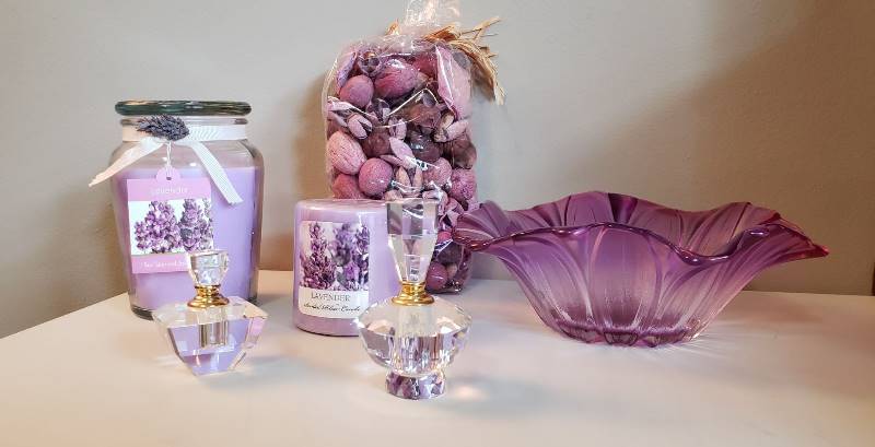 lot 1600 image: Lot of Decor and 2 Crystal perfume bottles (3  &4  tall)