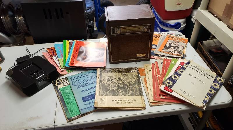 lot 1666 image: Sheet Music, Books and (2) Radios