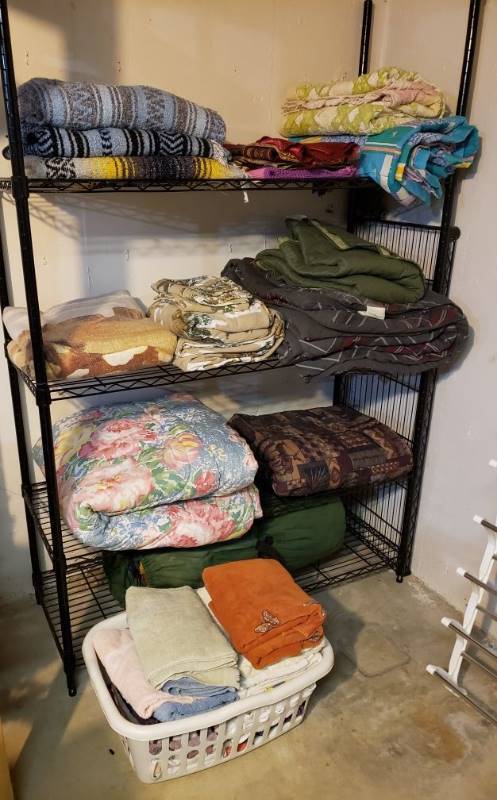 lot 1679 image: Lot of Linens and Laundry Basket