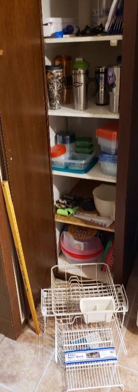 lot 1715 image: Contents of Tall Kitchen Cabinet