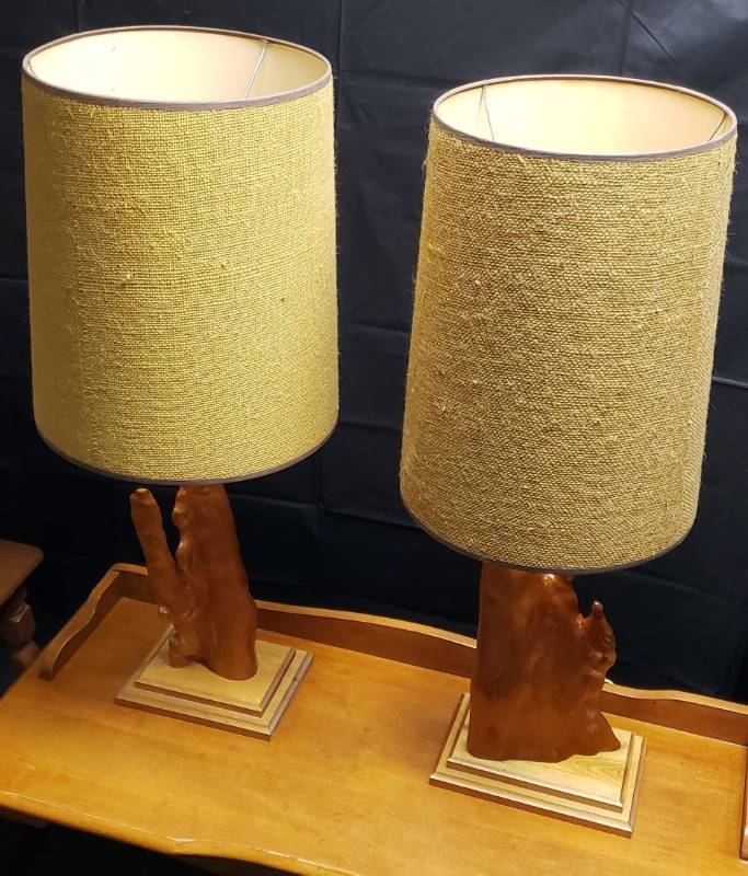 lot 1745 image: Pair of Vintage Wood Based Lamps