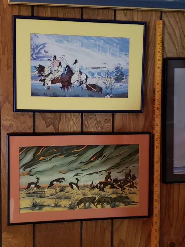 (4) Black Bear Bosin Framed Artwork and (1) Older Photo of Keeper of
