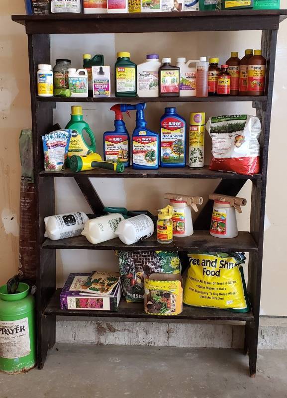 lot 3043 image: Black Wood (4 Shelf ) Shelving Unit - 41  x 11  x 59 12  - contents not included