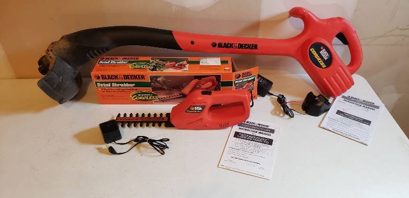 lot 3081 image: 2 Cordless Black &Decker String Trimmer and Detail Shrubber (could only get the detail shrubber to charge)