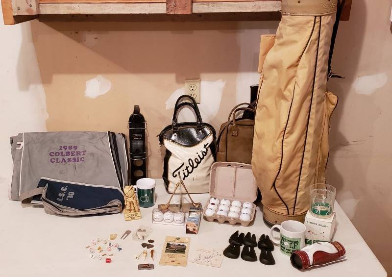 lot 3088 image: Lot of Golfing Accessories, Balls, Covers, and Decor