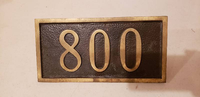 lot 3089 image: Solid Brass Address Marker  800  - 12  x 6