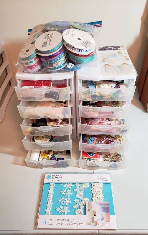 lot 3151 image: Lot of Craft Making Supplies - Plastic Drawer Storage Included