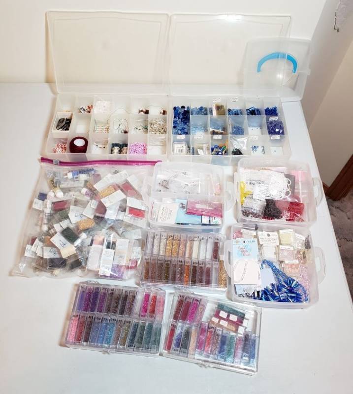 lot 3153 image: Large Lot of Seed Beads and Other Jewelry Making Supplies - Plastic Drawer Storage Included
