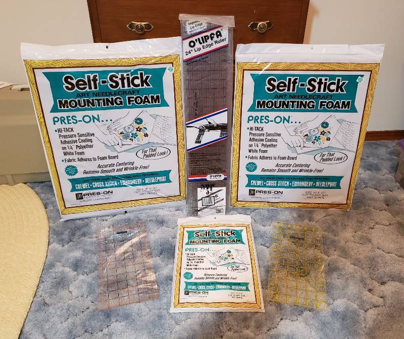 lot 3160 image: Lot of Self Stick Mounting Foam, 24  OLipfa Lip Edge Ruler, Fiskars and Omnigrid