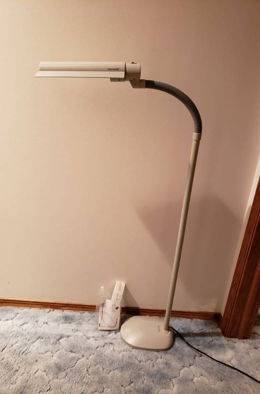lot 3169 image: OTT-LITE Wing Shade Floor Lamp with Extra Bulb