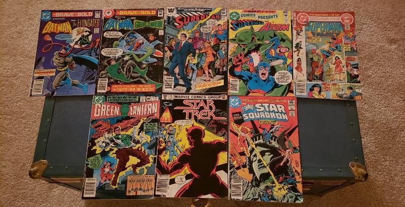 lot 3195 image: 8 Vintage Comic Books - Superman, Batman,Green Lantern, and other Super Heroes