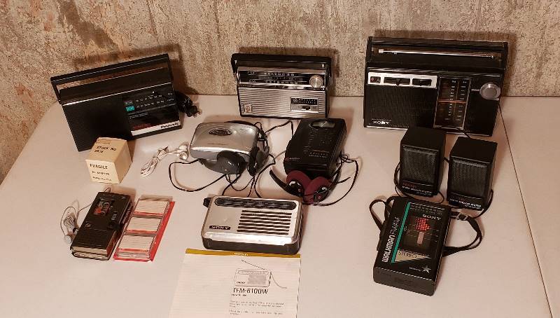 lot 3248 image: Lot of Vintage Radios and Cassette Players with Accessories