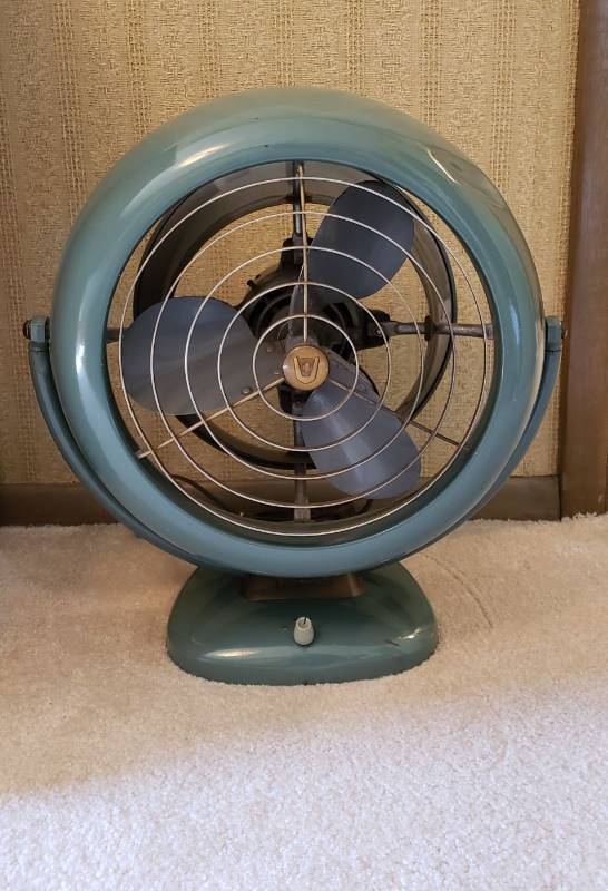 lot 2211 image: Vintage Vornado Fan - Model 38C2-1 -Works - 20 in. tall - couple dents on fan guard