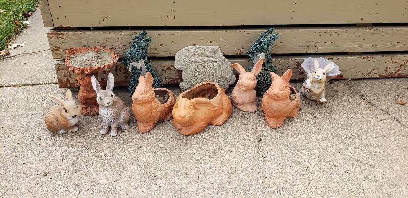 lot 2764 image: Lot of Rabbit Outdoor Decor- some may have been repaired