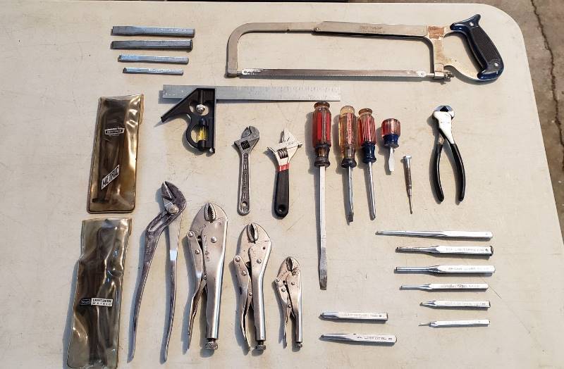 lot 2306 image: Lot of Craftsman Tools - Allen Wrenches, Chisels, Punches, Vise Grips, Crescent Wrenches, Screwdrivers, and Others