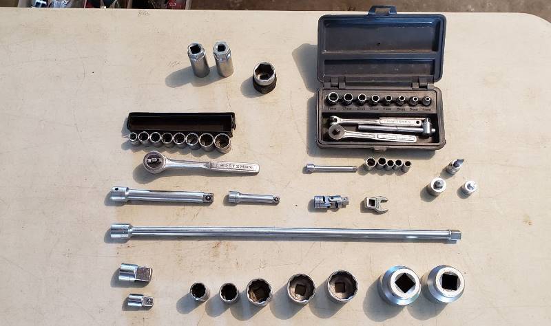 lot 2308 image: Lot of Craftsman Sockets, Extensions, and Ratchets - Various Sizes (SAE & Metric)