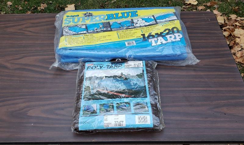 lot 2327 image: Two New Tarps - 16 x 20 ft. and 7.5 x 9.5 ft