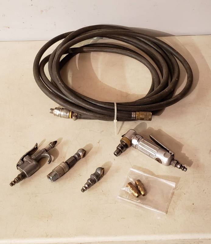 lot 2423 image: Lot of Air Compressor Accessories and Air Wrench