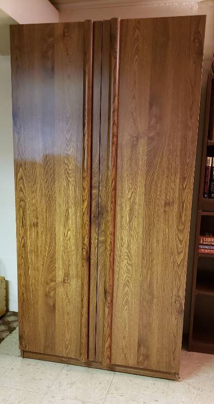 lot 2451 image: Wood Wardrobe 2 Door Cabinet - 37 in. x 26 in. x 72 in.