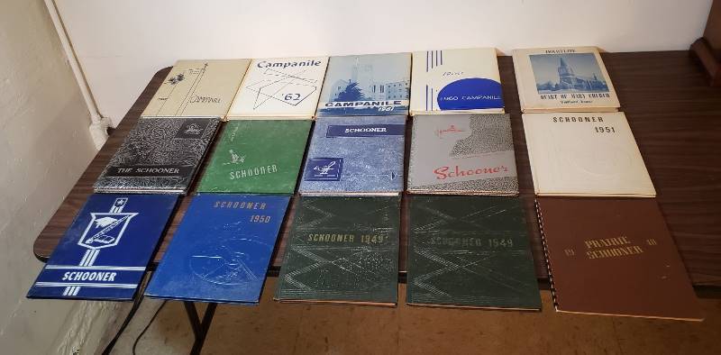 lot 2455 image: Lot of Annuals from Windthorst, Ks  Schooner  and Saint Mary of the Plains College, Dodge City, Ks  Campanile