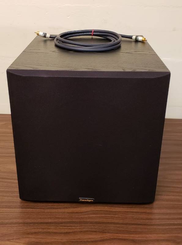 lot 2494 image: Paradigm PDR Series PDR-10 Powered Subwoofer with Cable - works - 13 in.x 16 in. x 13 in.