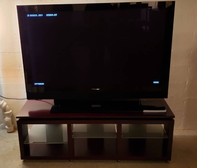lot 2503 image: Pioneer KURO Flat Panel TV PDP-6020FD - 60 in. Screen Size - Remote & Manual - Works - Media Stand Included (60 in. x 20 in. x 21 in.)