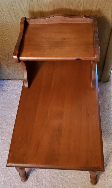lot 2544 image: Mid Century Wood End Table - matches lot #2229 - 16 in. x 26 in. x 24 in. - one burn spot