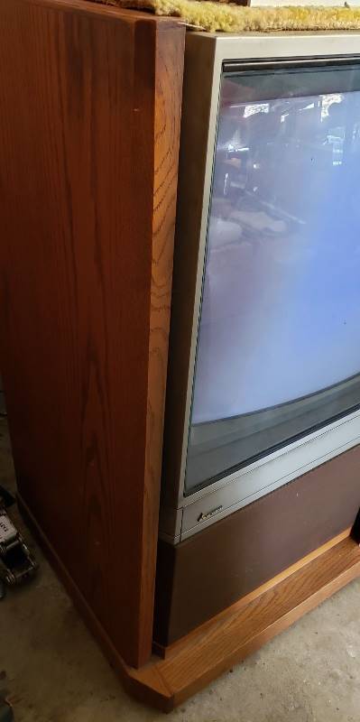 テレビ MITSUBISHI real Vintage Mitsubishi Console Color TV CK-2561R with Remote - Works