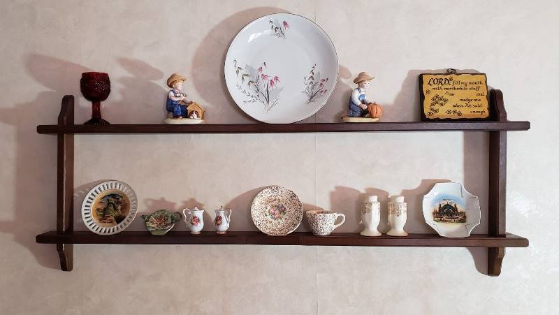lot 2716 image: Plate Rack (41 in. wide) and Many Collectibles Included