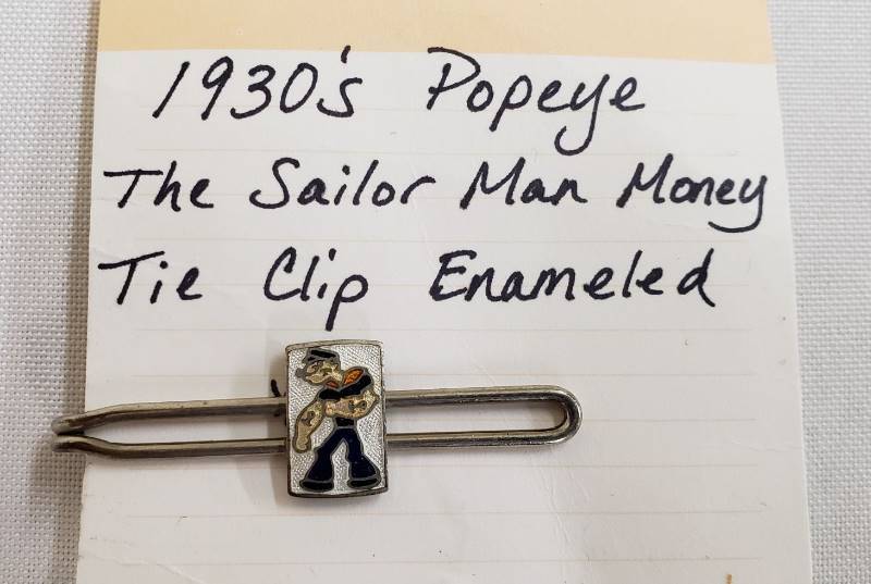 lot 2789 image: 1930s Popeye the Sailor Man - MoneyTie Clip Enameled - 2 in. long