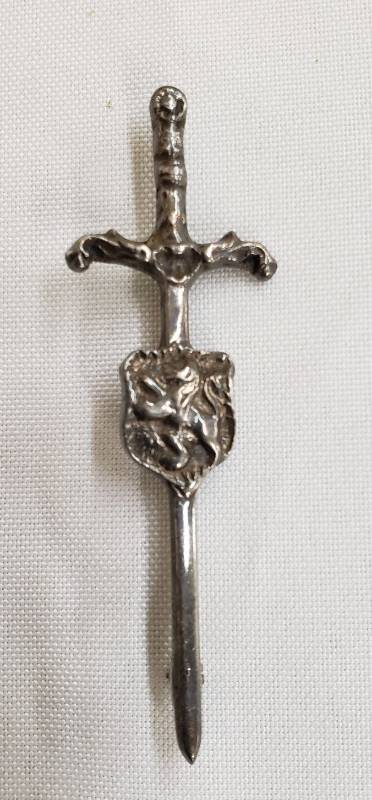 lot 2792 image: Robert Allison Kilt Pin with Lion on Shield - 3 in. long