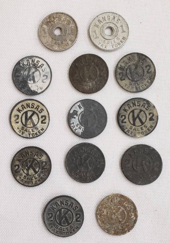 lot 2812 image: Lot of Kansas 1 & 2 Sales Tax Tokens