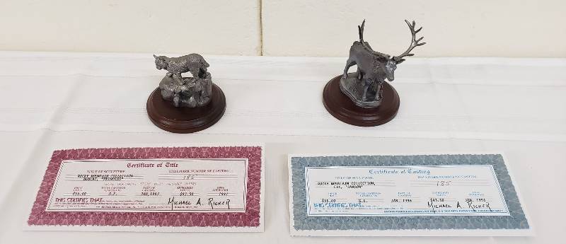 lot 2817 image: 2 Rocky Mountain Collection by Michael A. Ricker - Bobcat & Elk
