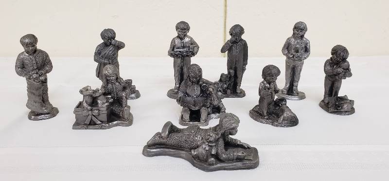 lot 2819 image: Pewter Christmas Gift of Love Collection by Michael A. Ricker - 10 Pieces Total
