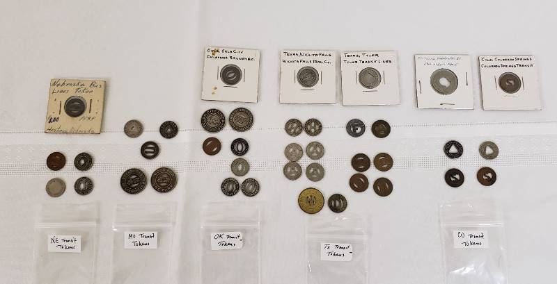 lot 2847 image: Lot of Transit Tokens from Midwest States (NE, MO, OK, TX, CO)